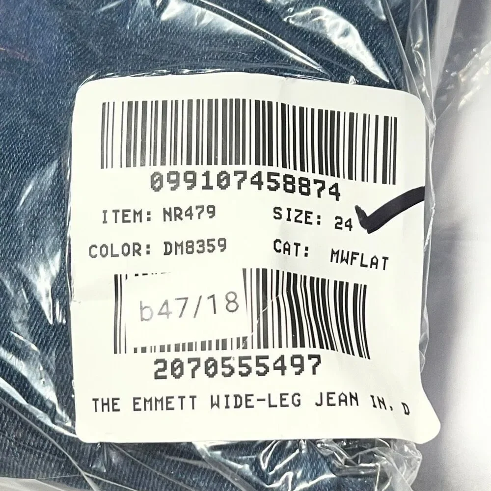 Madewell The Emmett Wide-Leg Full Length Jean Patch Pocket Allentown Wash 24 NWT